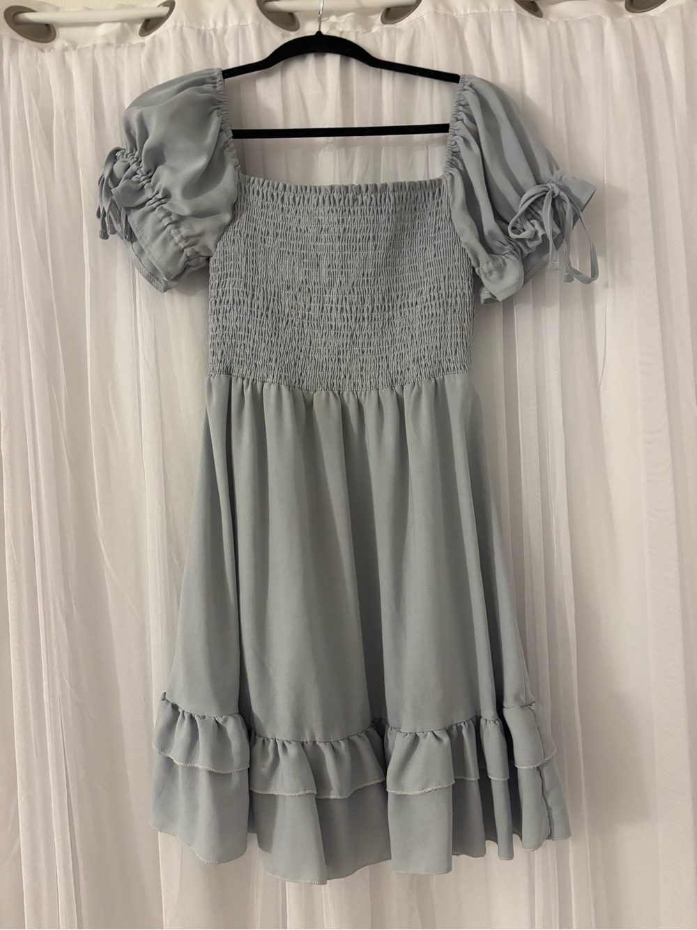 Light Blue Ruffle Sleeve Mini Dress